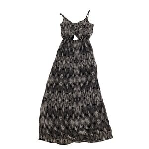 One Clothing Black White Diamond Print Cutout Maxi Dress XS Spaghetti Strap